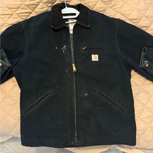 Distressed Carhartt Men's Black J01 Detroit Jacket 44Tall